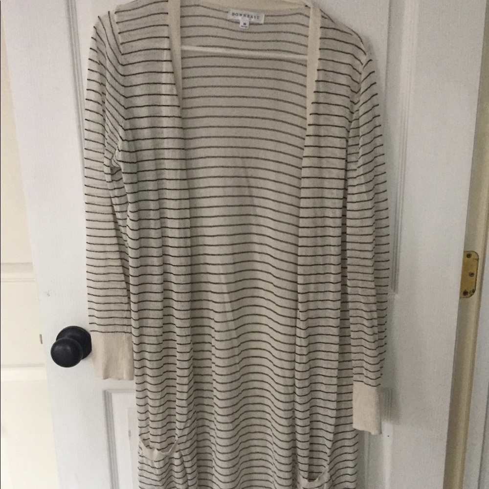 Downeast Basics Long stripe Cardigan - light
